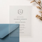 Laurierkrans Crest Minimalistische Klassieke Trouw Acryl Uitnodigingen