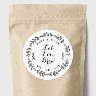 Laurierkrans Laat Liefde Brouwen Trouwfavoriet Ronde Sticker