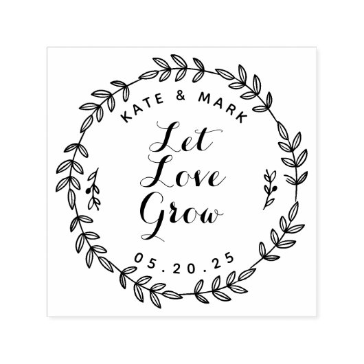 Laurierkrans Laat Liefde Groeien Trouwcadeau Zelfinktende Stempel (Design)