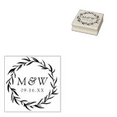 Laurierkrans Monogram Bruiloft Rubberstempel (Gestempeld)
