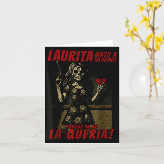 Laurita Mato A Su Novio Funny Mexican Halloween Kaart (Gele Bloem)