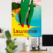 Lausanne, het strand van Genève in het meer, Zwits Poster (Thuiskantoor)