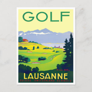 Lausanne Suisse Golf Voyage vintage Carte postale