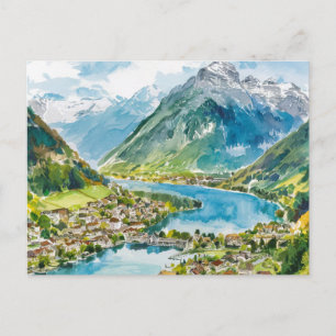 Lauterbrunnen Zwitserland Waterverf Briefkaart