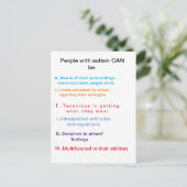 L'autisme peut l'être. Carte postale (Debout devant)