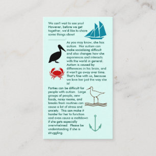 L'autisme se rassemblent Carte de visite fille