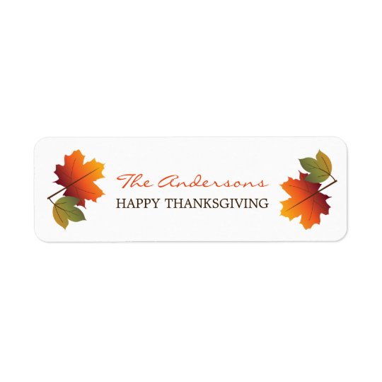 L'automne coloré de thanksgiving laisse des étiquette d'adresse retour