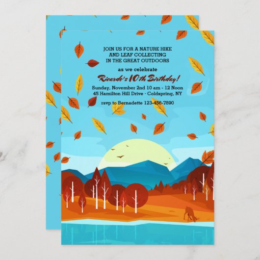 L'automne dans la forêt Invitation (Devant / Derrière)