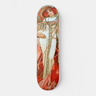 L'Automne door Alphonse Mucha Skateboard