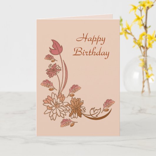 L'automne fleurit le modèle de carte de joyeux (Fleur jaune)