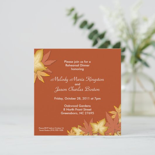 L'automne laisse des invitations Carrés oranges (Debout devant)