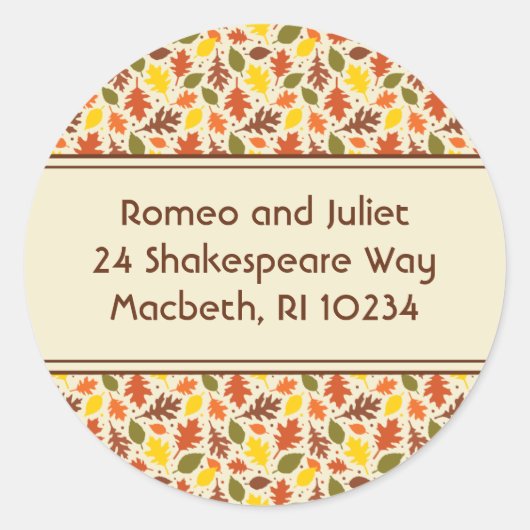 L'automne laisse Étiquette de adresse sur la crème (Devant)
