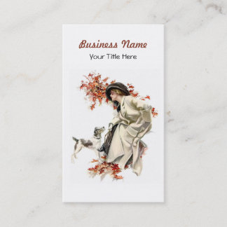L'automne laisse la Carte de visite dame et chien
