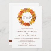 L'AUTOMNE LAISSE UNE INVITATION MARIAGE DE AUTOMNE (Devant / Derrière)