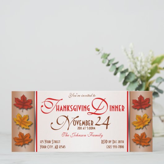 L'automne part Thanksgiving Diner Invitations (Debout devant)