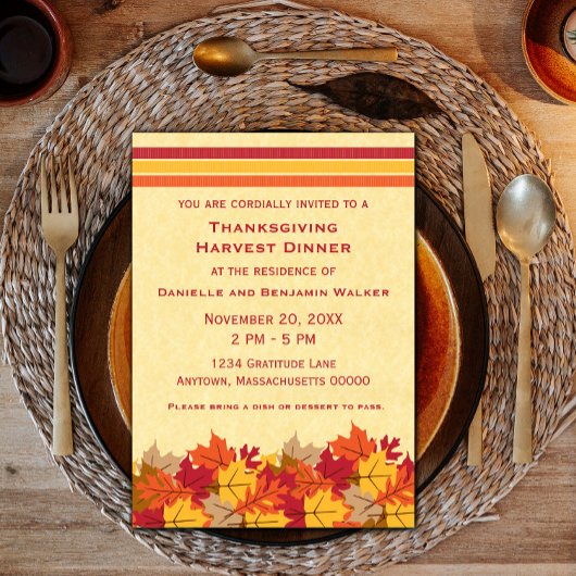 L'automne quitte Thanksgiving Invitation
