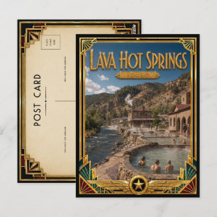 Lava Hot Springs Idaho Vintage Art Deco Gouden Tij Briefkaart