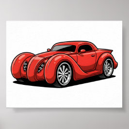 Lava Red Spiral Hotrod Toon Poster