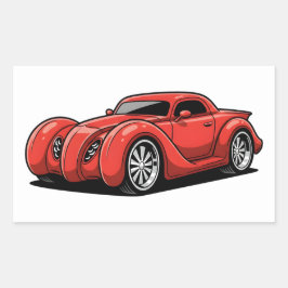 Lava Red Spiral Hotrod Toon Rechthoekige Sticker