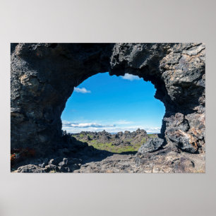 Lava venster bij Dimmuborgir, Myvatn gebied - IJsl Poster