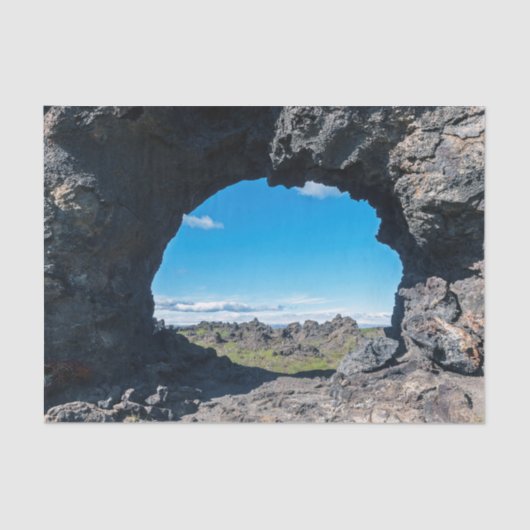 Lava window at Dimmuborgir, Myvatn area - Iceland Tissuepapier (Voorkant)