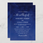 lavage à l'aquarelle faire-part de mariage bleue r (Devant / Derrière)