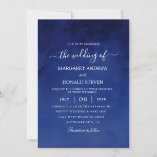 lavage à l'aquarelle faire-part de mariage bleue r
