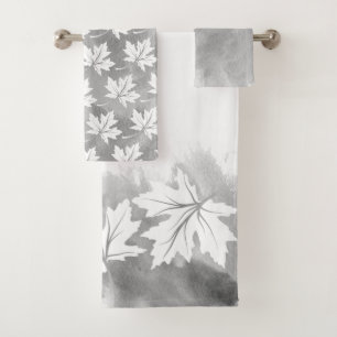 Lavage à l'aquarelle gris feuille d'érable blanc, 