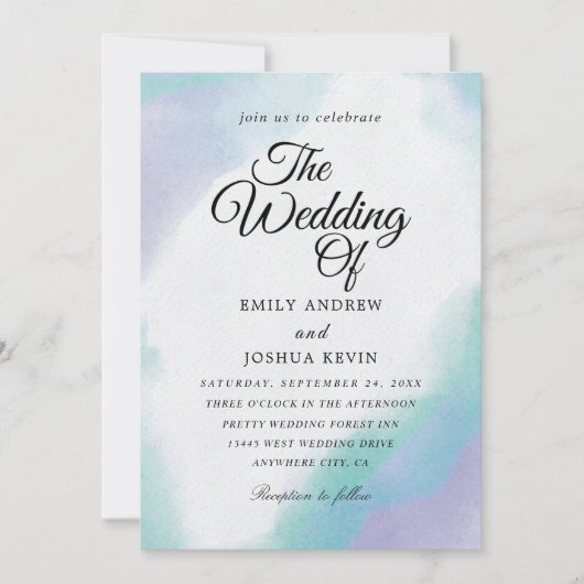 lavage de couleur | invitations turquoises et viol (Devant)