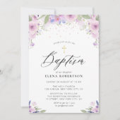 lavande aquarelle florale baptême invitation (Devant)