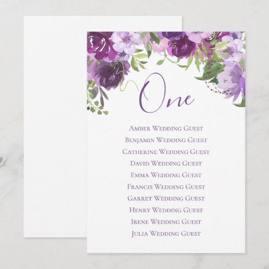 Lavande Aquarelle Florale Table Un Siège Carte (Devant / Derrière)