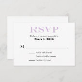 Lavande Blanc Plaine Simple Mariage Cartes RSVP (Devant / Derrière)