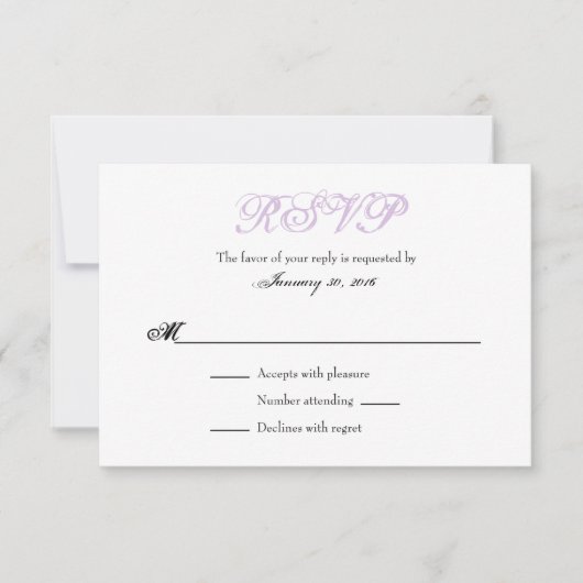 Lavande Blanc Plaine Simple Mariage Cartes RSVP (Devant)