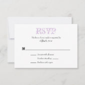Lavande Blanc Plaine Simple Mariage Cartes RSVP (Devant)