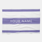 Lavande Bleu Grilles Votre Nom Cuisine Serviettes (Horizontal)