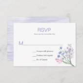 Lavande bleu rose Aquarelle Fleurs RSVP (Devant / Derrière)