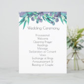 Lavande & Bright Green Botanical Wedding Programme (Debout devant)