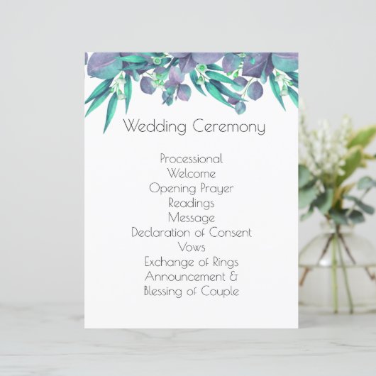 Lavande & Bright Green Botanical Wedding Programme (Debout devant)