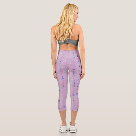 Lavande Capris Leggings rayés Étoiles et points (Verso)