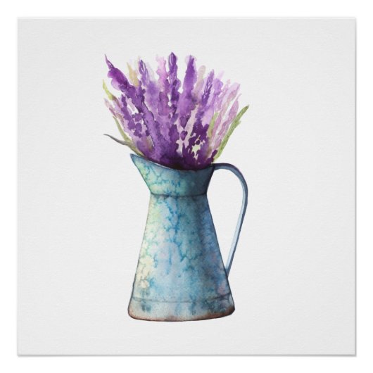 Lavande dans l'eau peut aquarelle Poster Imprimer (Devant)