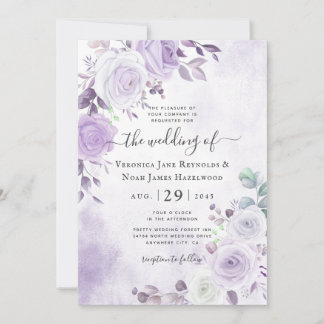 Lavande d'aquarelle violet Florales Invitation