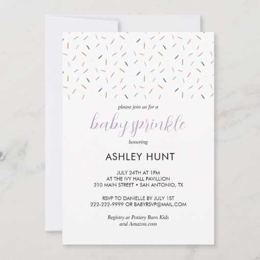 Lavande de bébé moderne Invitation d'arrosage neut (Devant)