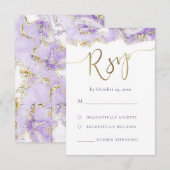 lavande de marbre fluide or RSVP mariage (Devant / Derrière)