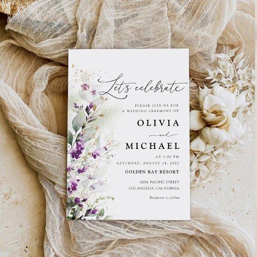 Lavande de verdure violette Faire-part de mariage