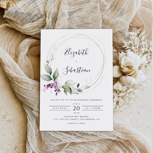 Lavande de verdure violette Faire-part de mariage