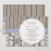 Lavande Dentelle de bois Rustique Invitation à la (Devant / Derrière)