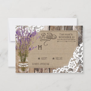 Lavande Dentelle en bois Russe carte RSVP