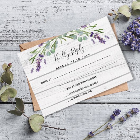 Lavande en bois blanc Code QR Réponse du mariage R