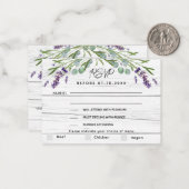 Lavande en bois menu QR code mariage réponse RSVP (Devant/Arrière en situation)