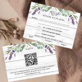 Lavande en bois menu QR code mariage réponse RSVP